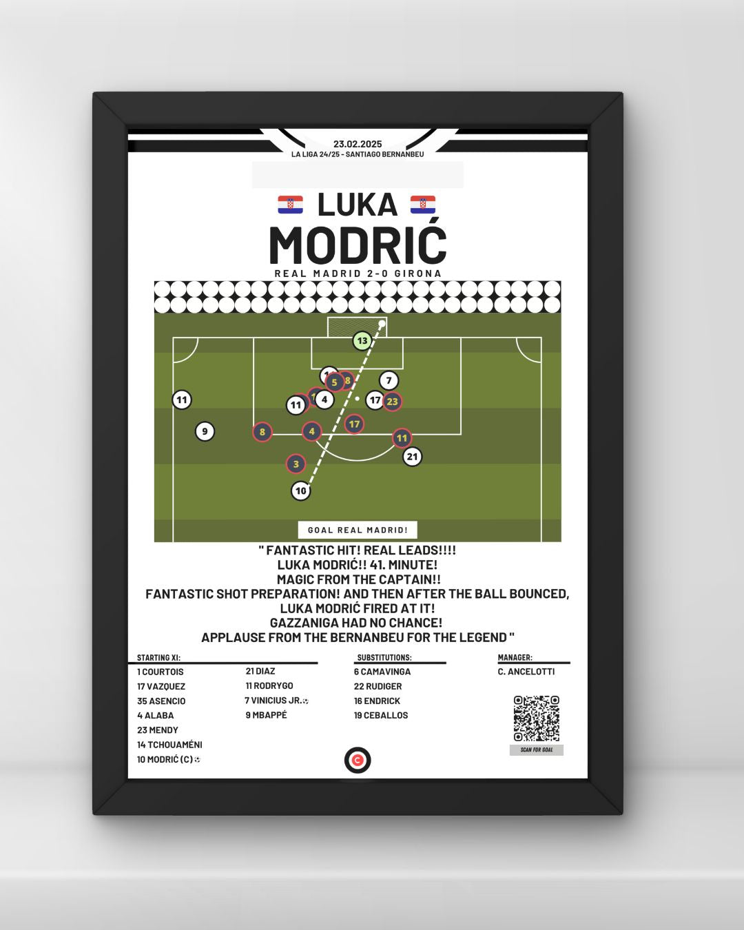 Modrić fantastic goal vs Girona - La Liga 24/25 - Real Madrid - Premium Sports collectibles from CatenaccioDesigns - Just €14.50! Shop now at CatenaccioDesigns