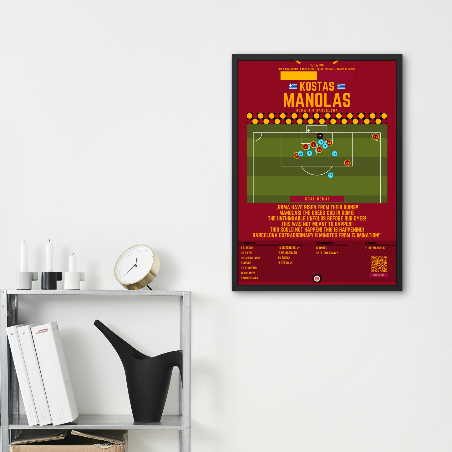 Kostas Manolas goal vs Barcelona- UEFA Champions League 17/18- AS Roma - Premium Sports collectibles from CatenaccioDesigns - Just €14.50! Shop now at CatenaccioDesigns