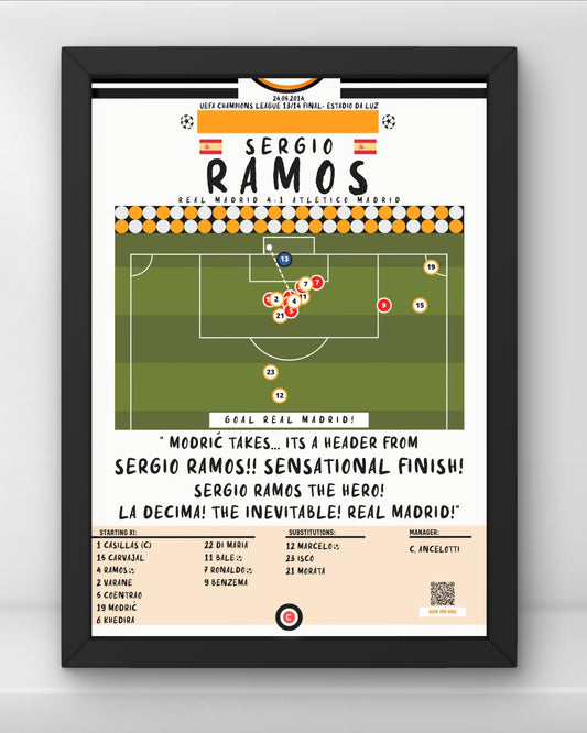 Sergio Ramos goal vs Atletico Madrid - UEFA Champions League 2014 Final - Real Madrid - Premium  from CATENACCIO - Just €14.50! Shop now at CatenaccioDesigns