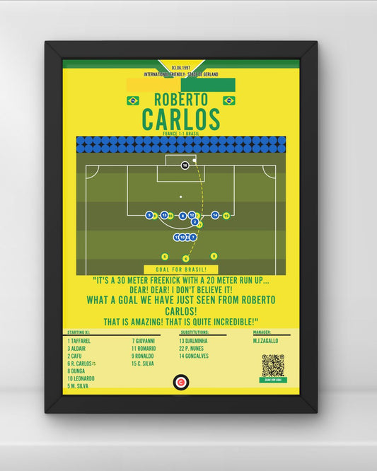 Roberto Carlos iconic freekick against France- Brasil - Premium  from CatenaccioDesigns - Just €14.50! Shop now at CatenaccioDesigns