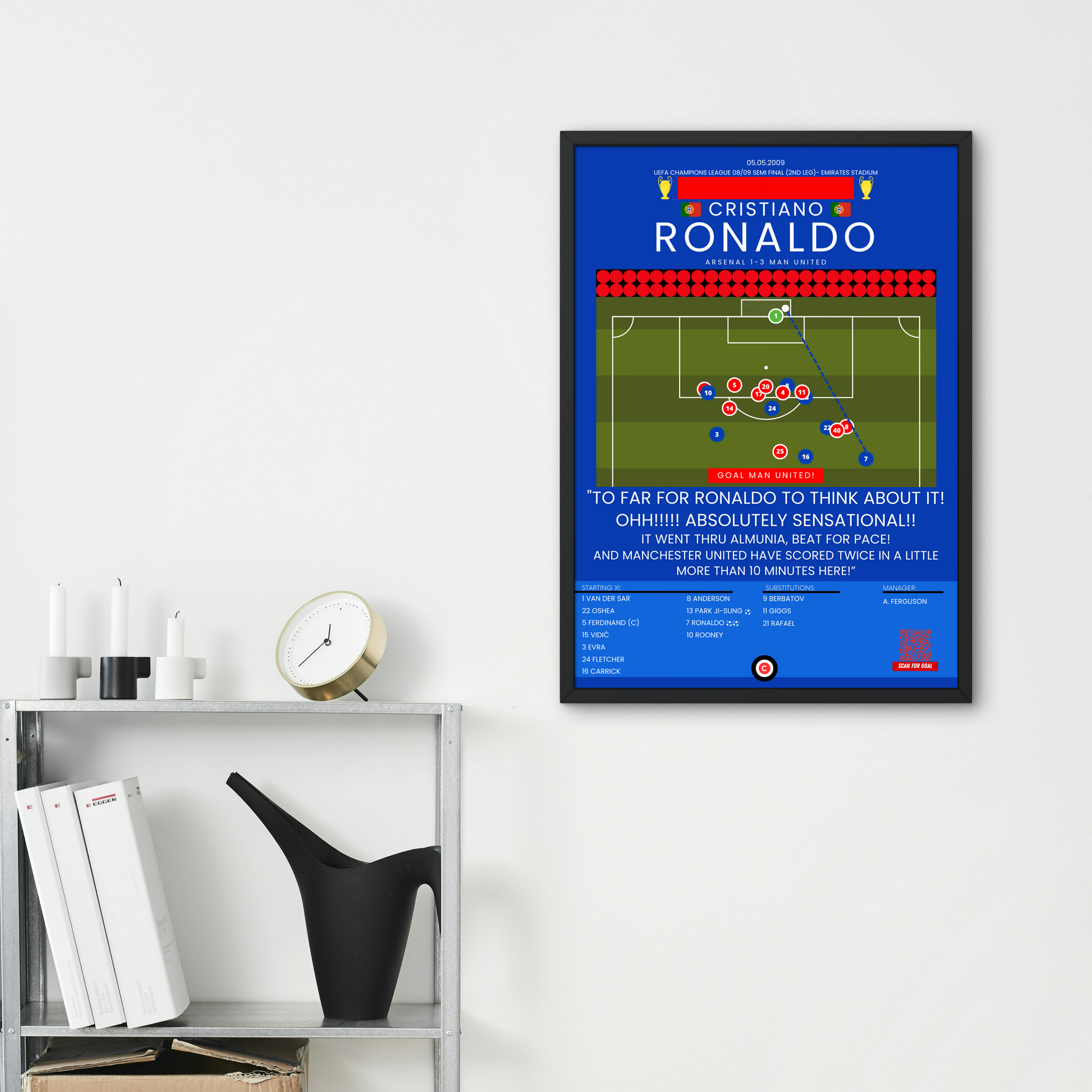 Cristiano Ronaldo amazing freekick goal vs Arsenal- UEFA Champions League 08/09- Manchester United - Premium  from CatenaccioDesigns - Just €8.70! Shop now at CatenaccioDesigns