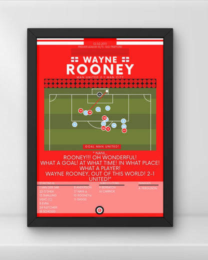 Football Print with frame of Wayne Rooney bicycle kick goal against Manchester City in the Premier League