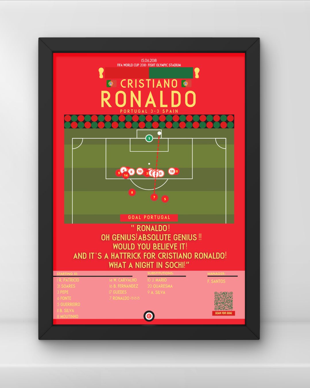 Freistoßtor von Cristiano Ronaldo gegen Spanien – FIFA-Weltmeisterschaft 2018 – Portugal