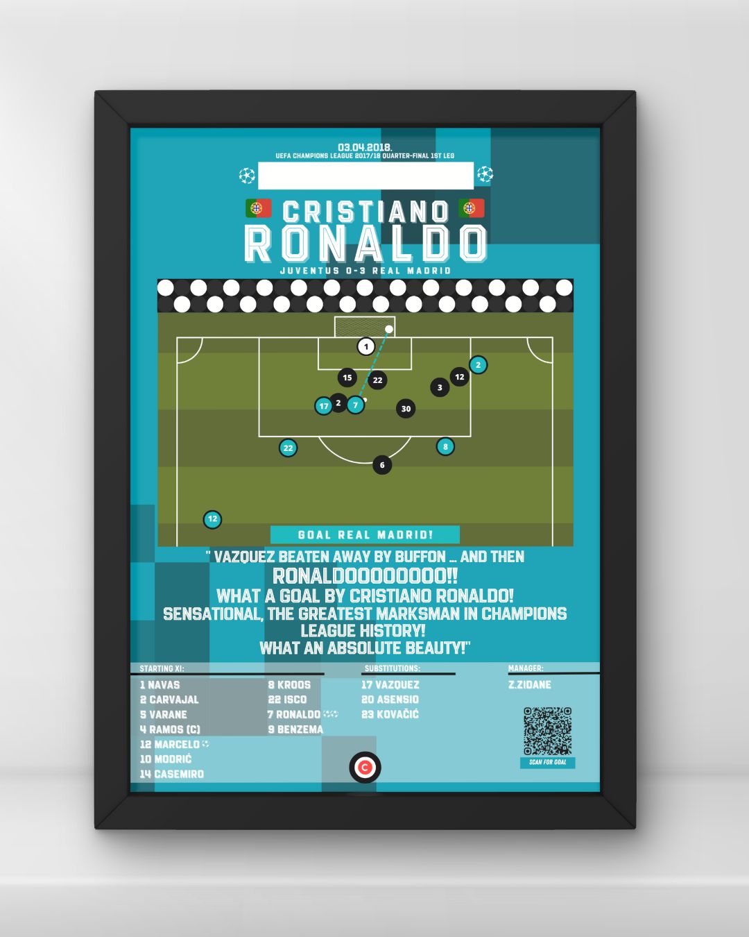 Cristiano Ronaldo vs Juventus - UEFA Champions League 2017/2018 Quarter-Final - Real Madrid - Premium  from CATENACCIO - Just €14.50! Shop now at CatenaccioDesigns
