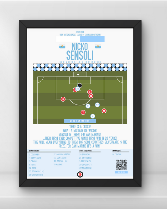 Sensoli goal for San Marino's first ever competitive win- UEFA Nations League - Premium  from CatenaccioDesigns - Just €14.50! Shop now at CatenaccioDesigns