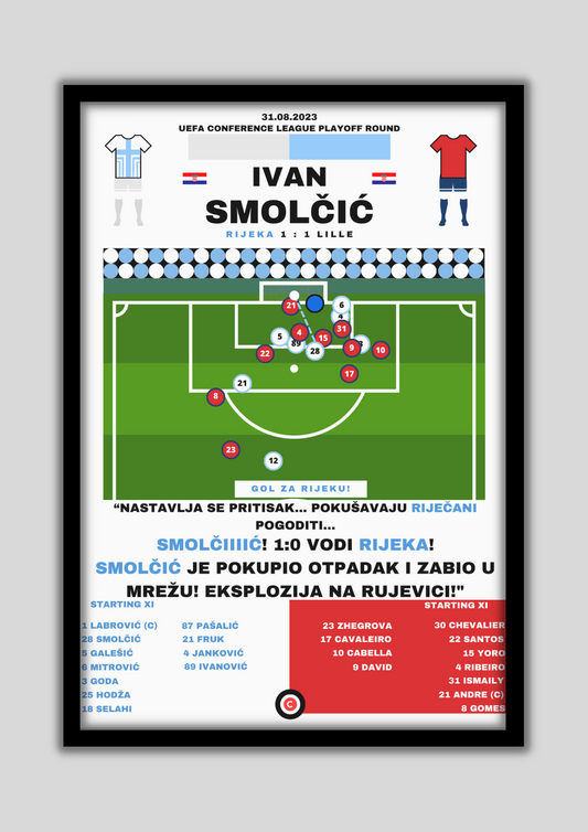 Ivan Smolčić Gol vs LOSC Lille- UEFA Conference League Qualification- HNK Rijeka - Premium  from CatenaccioDesigns - Just €14.50! Shop now at CatenaccioDesigns