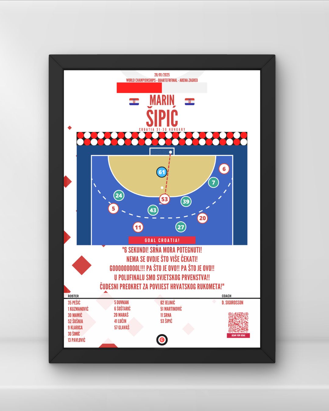 Marin Šipić last second winner vs Hungary - World Championships 2025 - Croatia - Premium Sports collectibles from CatenaccioDesigns - Just €14.50! Shop now at CatenaccioDesigns