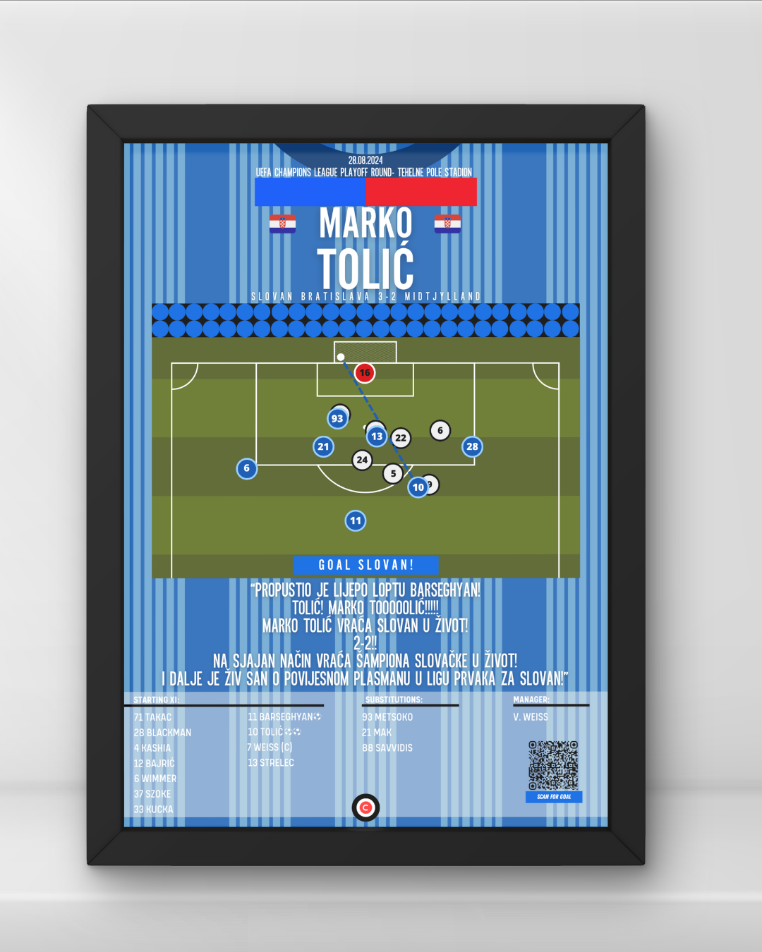 Marko Tolić vs Midtjylland- UEFA Champions League playoff- Slovan Bratislava - Premium Sports collectibles from CatenaccioDesigns - Just €14.50! Shop now at CatenaccioDesigns