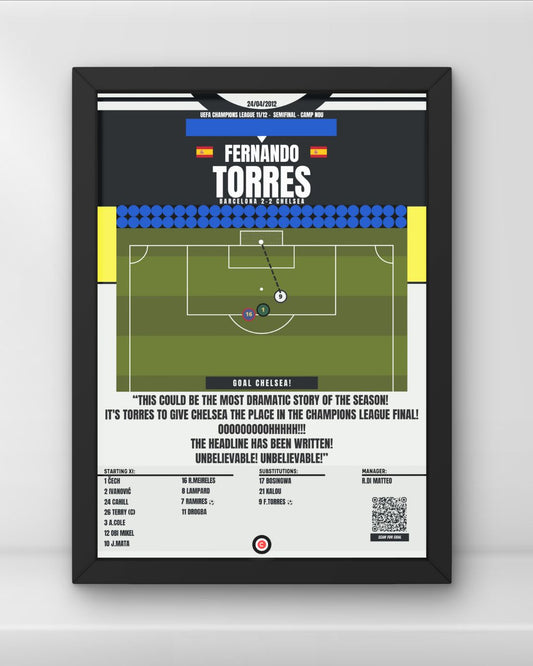 Fernando Torres goal vs Barcelona- UEFA Champions League 11/12- FC Chelsea - Premium Sports collectibles from CatenaccioDesigns - Just €14.50! Shop now at CatenaccioDesigns