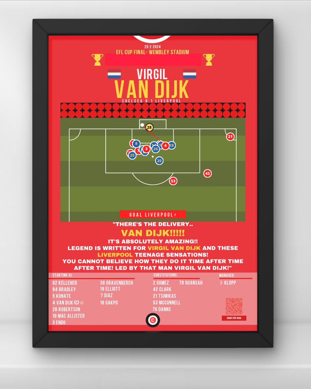 Van Dijk winner vs Chelsea- EFL Cup Final 23/24- Liverpool - Premium  from CatenaccioDesigns - Just €14.50! Shop now at CatenaccioDesigns