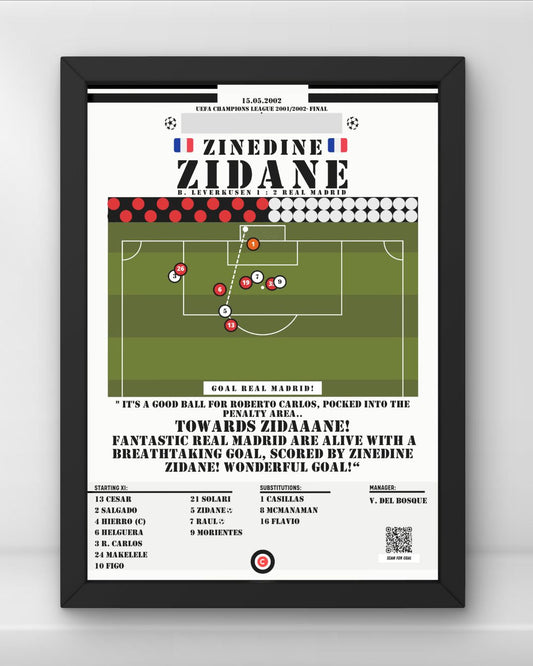 Zidane stunning goal vs Bayer Leverkusen- UEFA Champions League 2002 Final- Real Madrid - Premium  from CatenaccioDesigns - Just €14.50! Shop now at CatenaccioDesigns