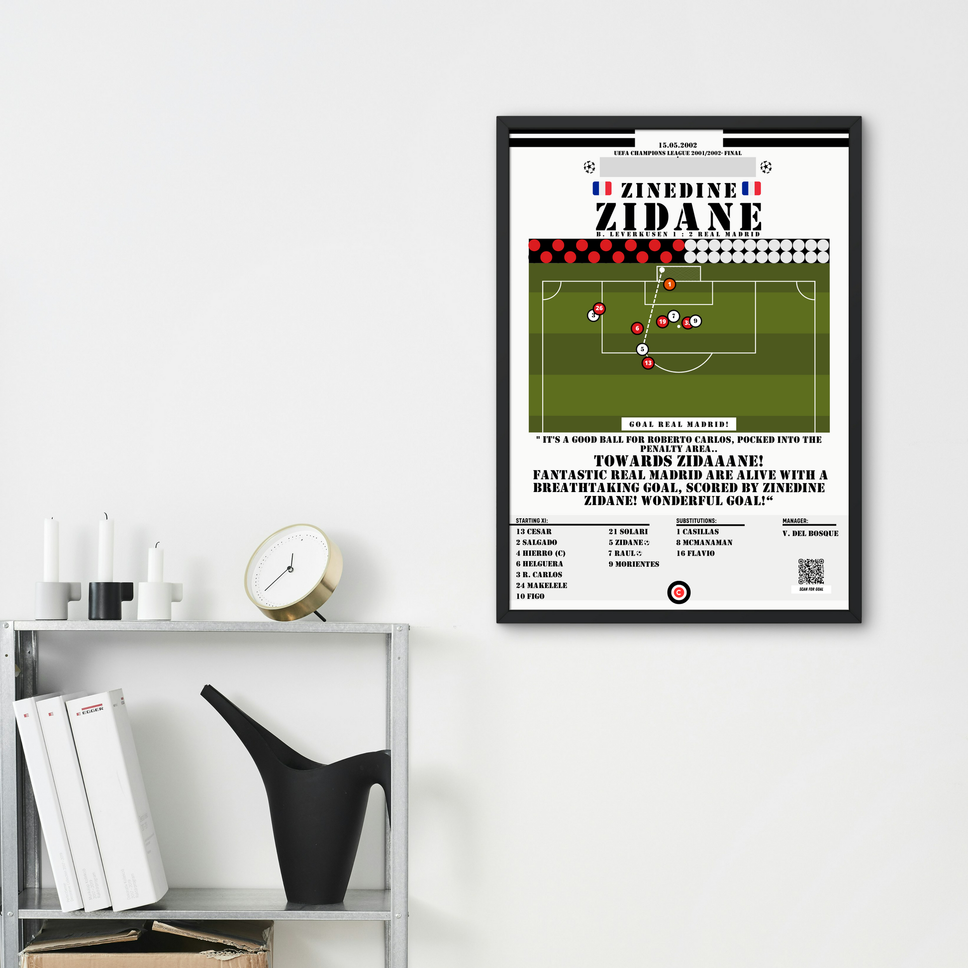 Zidane stunning goal vs Bayer Leverkusen- UEFA Champions League 2002 Final- Real Madrid - Premium  from CatenaccioDesigns - Just €11.60! Shop now at CatenaccioDesigns