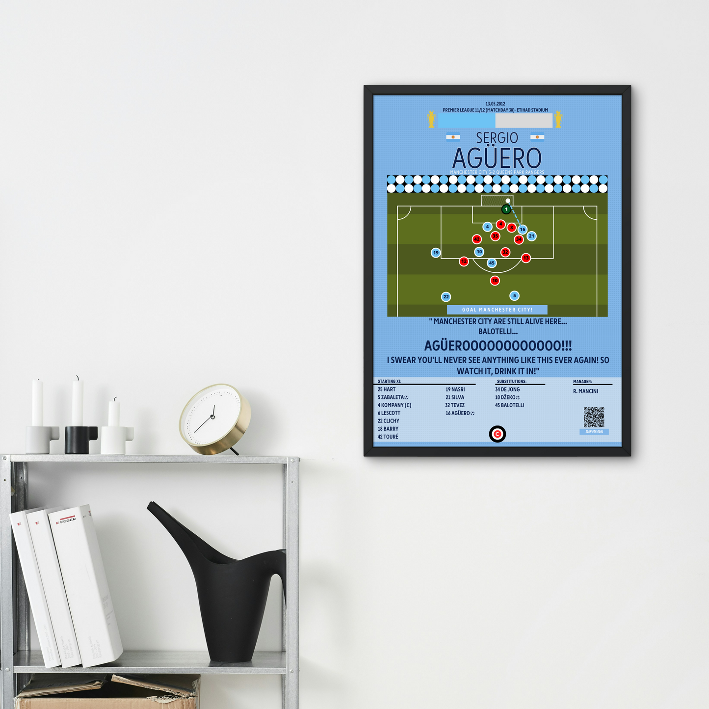 Sergio Aguero winner vs QPR- Premier League 11/12- Manchester City - Premium  from CatenaccioDesigns - Just €14.50! Shop now at CatenaccioDesigns