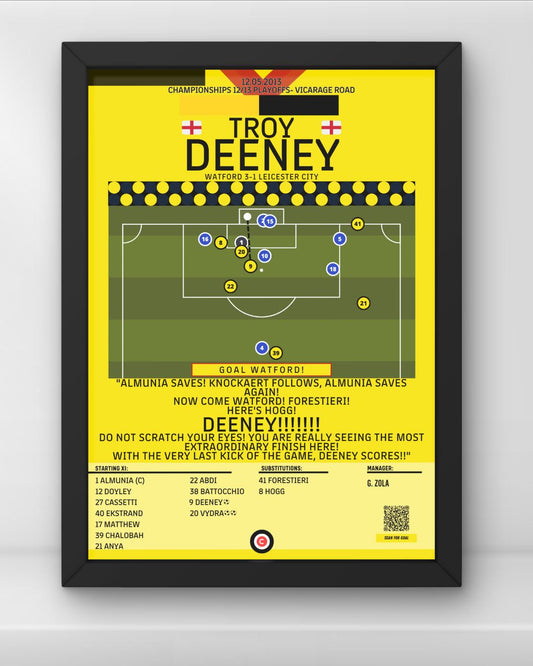 Troy Deeney last minute winner vs Leicester- Championship 12/13 Playoff- Watford - Premium  from CatenaccioDesigns - Just €14.50! Shop now at CatenaccioDesigns