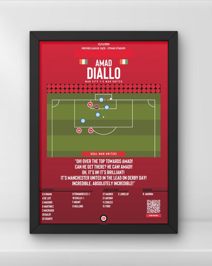 Amad Diallo winning goal vs Manchester City - Premier League 24/25 - Manchester United - Premium Sports collectibles from CatenaccioDesigns - Just €14.50! Shop now at CatenaccioDesigns