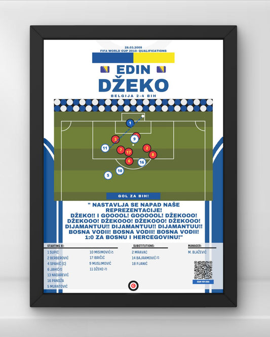 Edin Džeko vs Belgium-FIFA World Cup 2010 Qualifiers - Premium  from CatenaccioDesigns - Just €14.50! Shop now at CatenaccioDesigns