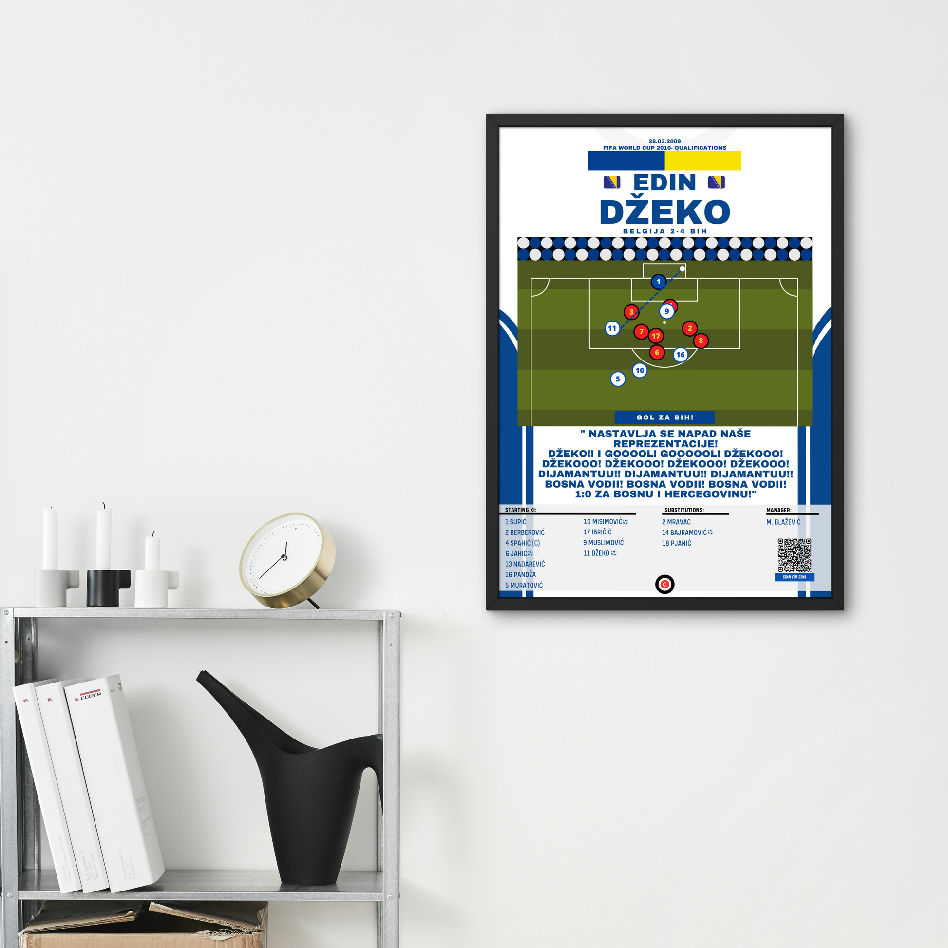 Edin Džeko vs Belgium-FIFA World Cup 2010 Qualifiers - Premium  from CatenaccioDesigns - Just €14.50! Shop now at CatenaccioDesigns