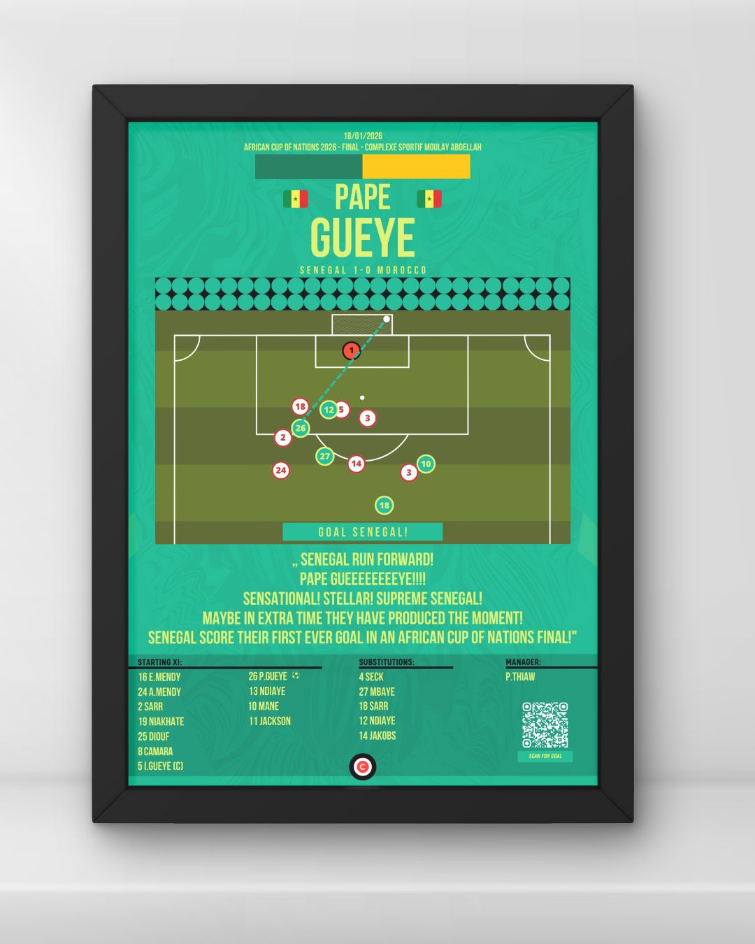 Pape Gueye winner goal vs Morocco - African Cup of Nations 2026 - Senegal