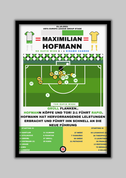 Maximillian Hofmann Goal vs Dinamo Zagreb - UEFA Europa League Group stage - Rapid Wien - Premium  from CATENACCIO - Just €14.50! Shop now at CatenaccioDesigns
