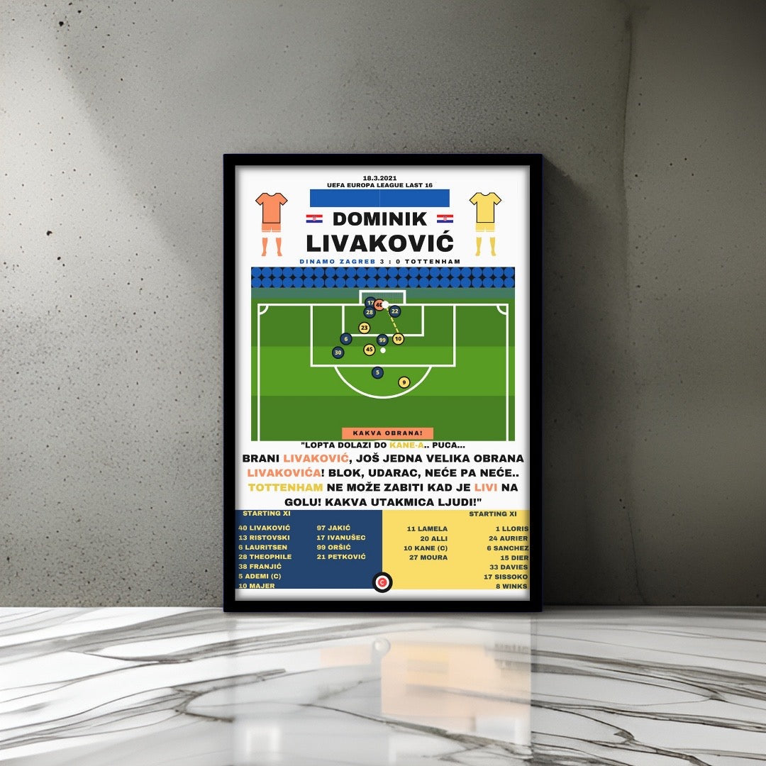 Dominik Livaković save vs Tottenham - UEFA Europa League Round of 16 - Dinamo Zagreb - Premium  from CatenaccioDesigns - Just €14.50! Shop now at CatenaccioDesigns