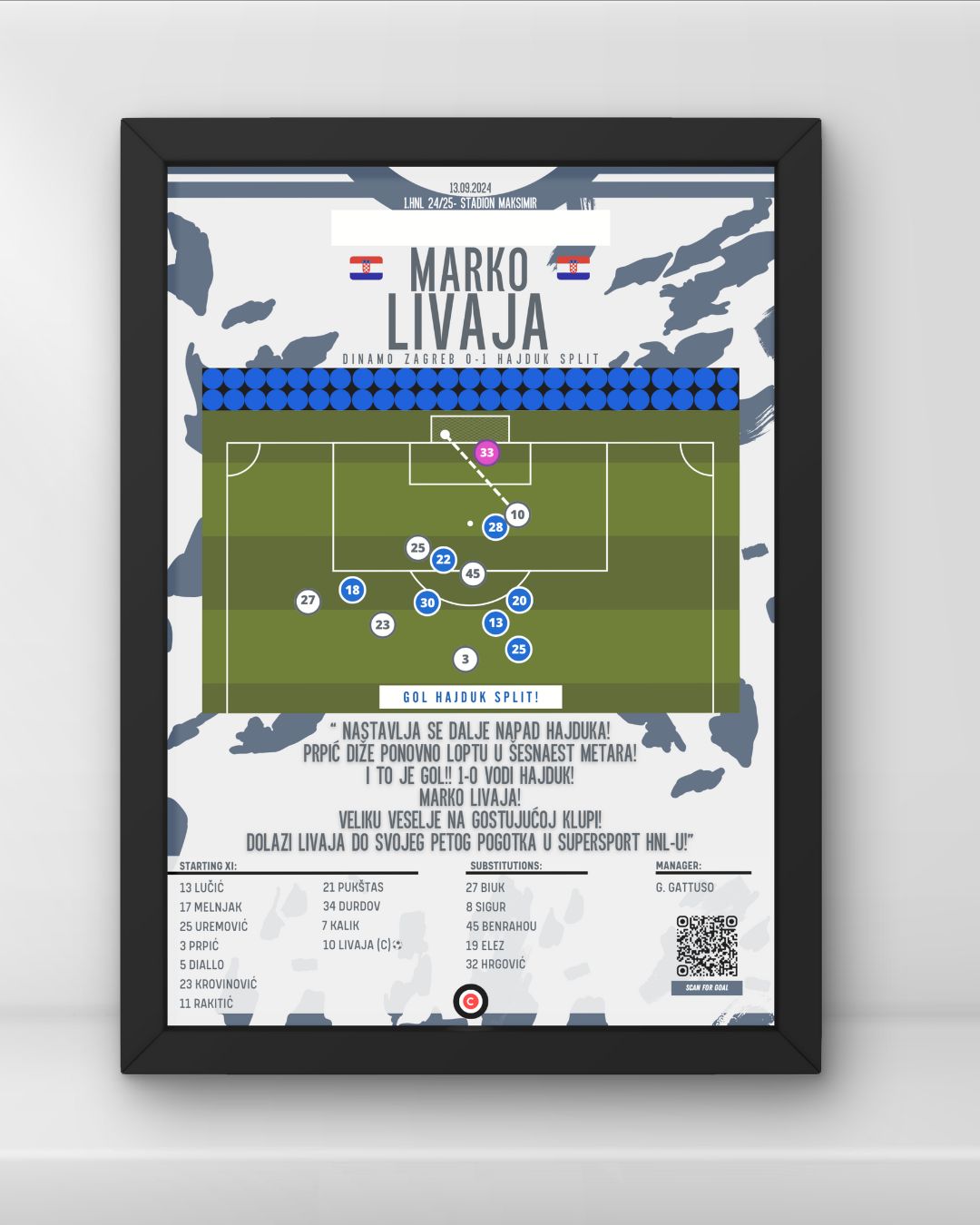 Livaja gol vs Dinamo- 1.HNL 24/25- Hajduk Split - Premium Sports collectibles from CatenaccioDesigns - Just €14.50! Shop now at CatenaccioDesigns