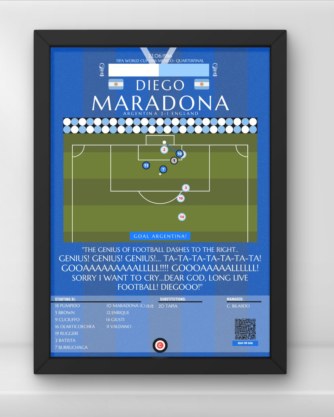 Diego Maradona solo goal vs England- FIFA World Cup 1986 Quarterfinals- Argentina - Premium  from CatenaccioDesigns - Just €14.50! Shop now at CatenaccioDesigns