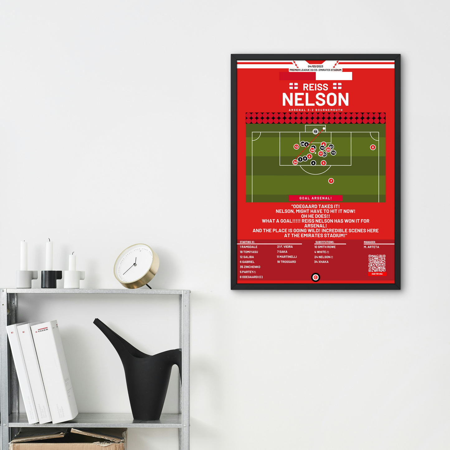 Reiss Nelson winner goal vs Bournemouth- Premier League 22/23- Arsenal - Premium Sports collectibles from CatenaccioDesigns - Just €14.50! Shop now at CatenaccioDesigns