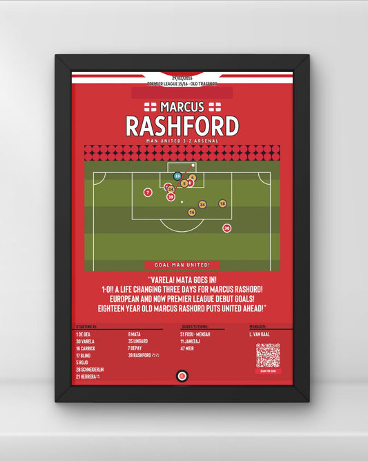 Marcus Rashford first Premier League goal vs Arsenal- Manchester United - Premium Sports collectibles from CatenaccioDesigns - Just €14.50! Shop now at CatenaccioDesigns