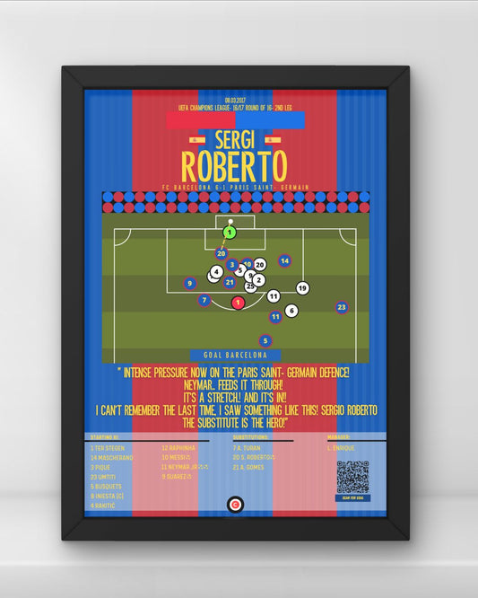 Sergio Roberto vs PSG- UEFA Champions League Round 16 (2nd leg)- FC Barcelona - Premium  from CatenaccioDesigns - Just €14.50! Shop now at CatenaccioDesigns