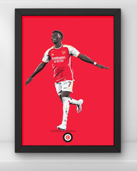 Bukayo Saka Arsenal Player Print - Premium  from CatenaccioDesigns - Just €14.50! Shop now at CatenaccioDesigns