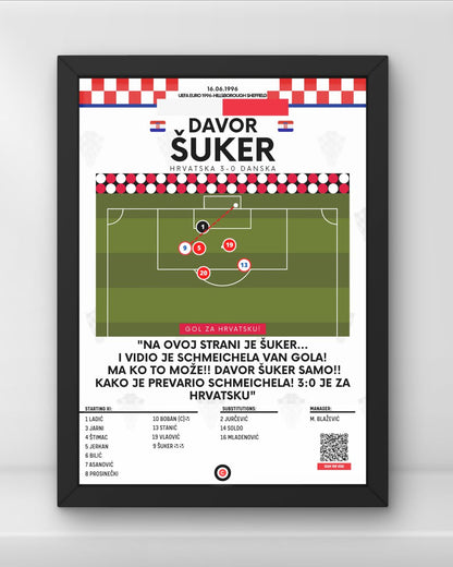 Davor Šuker Goal vs Denmark - UEFA Euro 1996 - Croatia - Premium  from CATENACCIO - Just €14.50! Shop now at CatenaccioDesigns